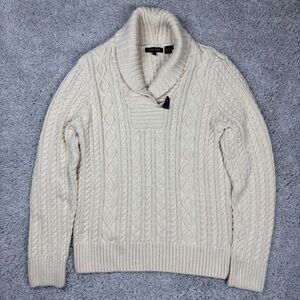 Jeanne Pierre Sweater Womens Large Knit Shawl Cream Classic Modest Holiday Party